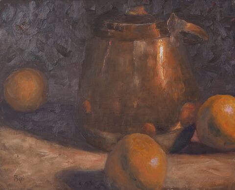 Oranges with Copper Pot